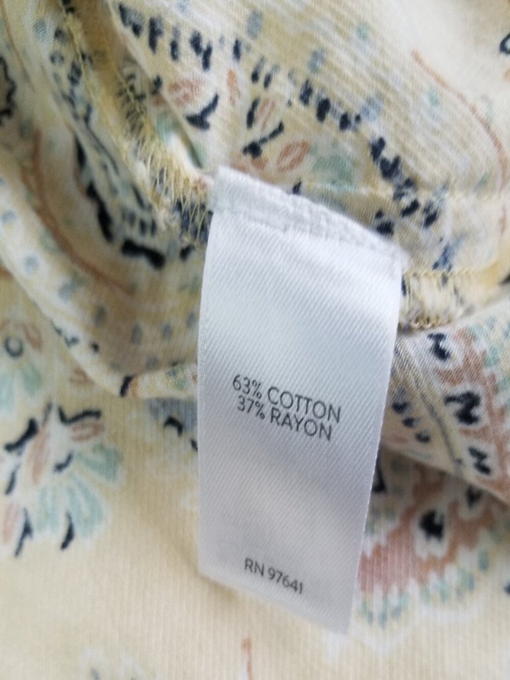 J. Jill Yellow Paisley Roll Tab Sleeve Blouse Large - Picture 5 of 10
